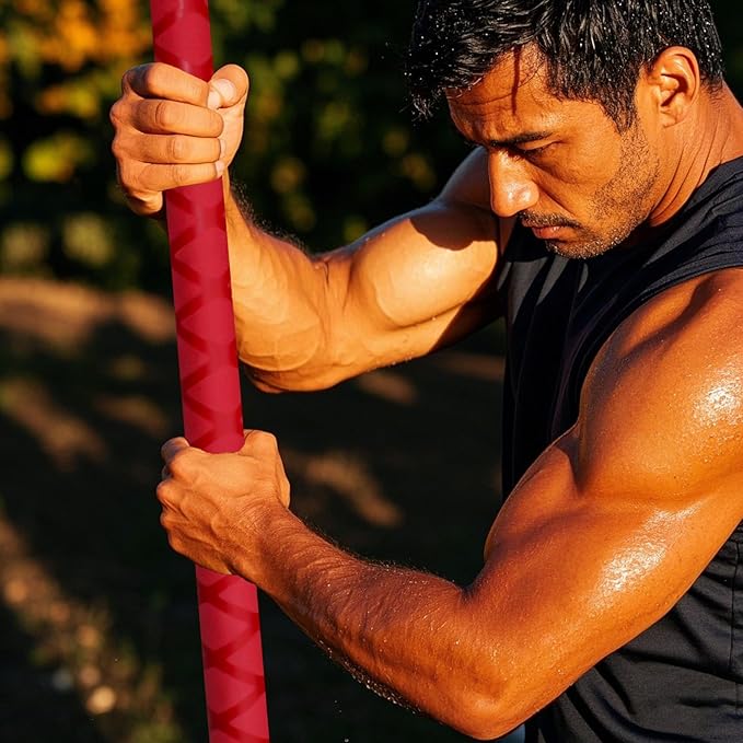 The Huang Yunming yoga stick is made of sturdy steel that is 5 feet high and an adjustable stretching stick, providing flexibility, agility, and balance. Multi functional fitness stick with 5 steel pipes