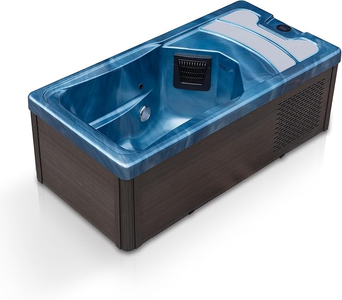 Borealis 69-in. All-in-One Cold Plunge and Hot Tub with Built-in Chiller | Acrylic Interior with 2 Jets, Bluetooth Speakers, Lights, WiFi App Control Chiller for Indoor/Outdoor Use – Blue