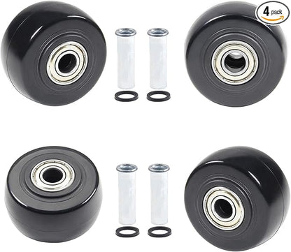 2.5" x 1.25" 4Pcs Push Cart Wheels 2.5 Inch PU Caster Wheels Just Wheel, 3/8" axle Small Plate Casters, Roller Wheel with Bearing Replacement Wheels for Laundry Cart Cargo Elevator Hand Truck