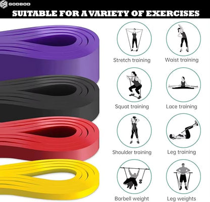 Resistance Bands Set – 5 Long Loop Bands for Home Workouts, Pull-Ups, Physical Therapy & Recovery – Heavy to Light Exercise Bands with Carry Bag – Durable Fitness Bands for Men & Women