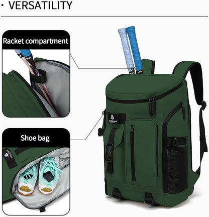 Kalesi Gym Duffle Tennis Bag Backpack 4-Way Waterproof with Shoes Compartment for travel Sport Hiking laptop (Forest green)