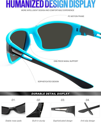 KALIYADI Polarized Sunglasses for Men, Sports Sun Glasses for Driving Cycling Fishing with UV protection