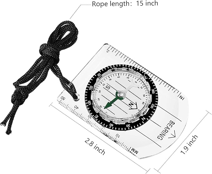 17 Pieces Orienteering Magnetic Compass Adjustable Declination Map