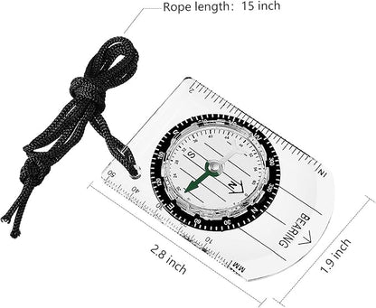 17 Pieces Orienteering Magnetic Compass Adjustable Declination Map