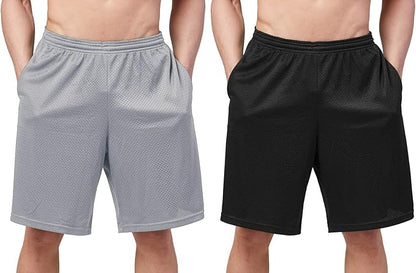 DEVOPS Men's 2-Pack Loose-Fit 10" Workout Gym Shorts with Pockets