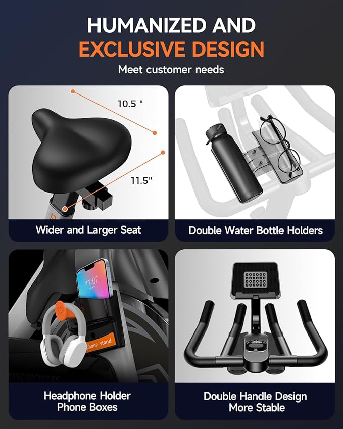 pooboo Exercise Bike, Adjustable Magnetic/Brake Pad Resistance Silent Belt Drive, Indoor Cycling Bike for Home Cardio, Fitness Stationary Bike with 350lbs/300lbs Weight Capacity &Upgraded Version Seat