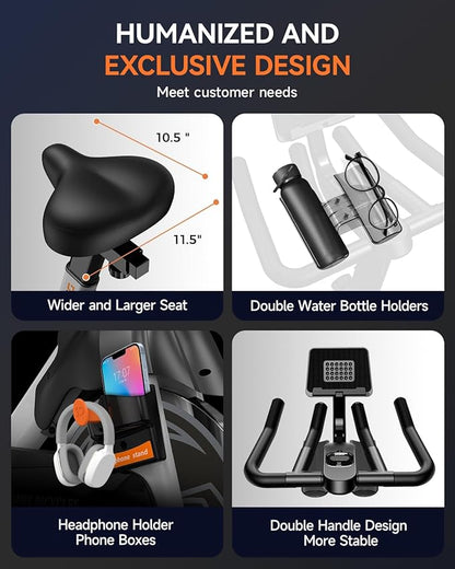 pooboo Exercise Bike, Adjustable Magnetic/Brake Pad Resistance Silent Belt Drive, Indoor Cycling Bike for Home Cardio, Fitness Stationary Bike with 350lbs/300lbs Weight Capacity &Upgraded Version Seat