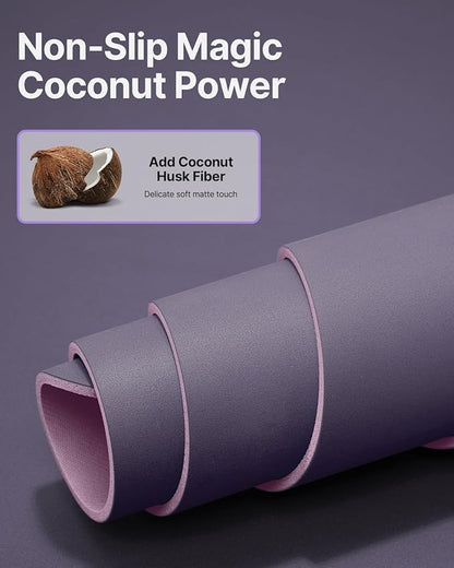 YOTTOY Yoga Mat,Non-Slip Hot Yoga Mat with Anti-Tear Design and Friendly Natural Rubber Mat with Strap and Bag