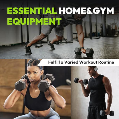 Hex Dumbbell Set, 45-400 lb Set Rubber Encased Exercise & Fitness Dumbbells, Weights Dumbbells Set, Hand Weight for Strength Training