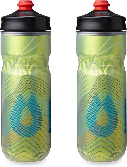 HydraPak Polar Surge Insulated Bike Water Bottle 2-Pack (20oz or 24oz) - High Flow, Fits Most Bike Cages, For Cycling & Sports