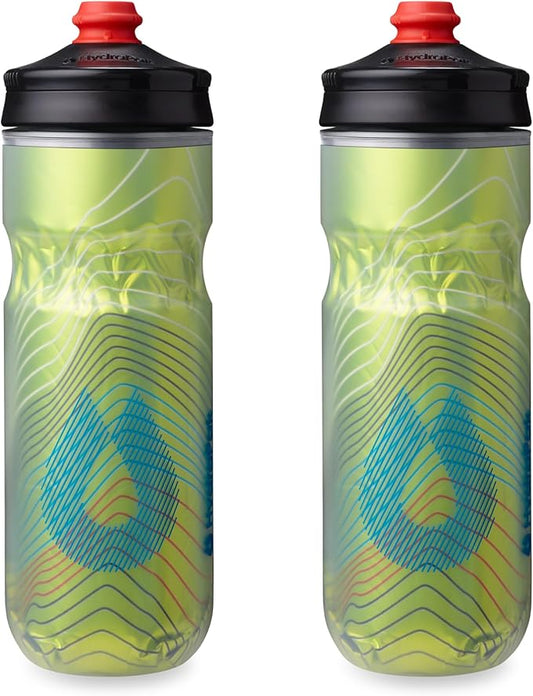 HydraPak Polar Surge Insulated Bike Water Bottle 2-Pack (20oz or 24oz) - High Flow, Fits Most Bike Cages, For Cycling & Sports