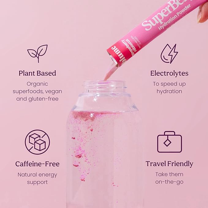 Blume New SuperBelly Gut Health and On-The-Go Hydration Packets, Sugar-Free, with Prebiotics, Probiotics, Apple Cider Vinegar, Vitamin C, and Electrolytes, Strawberry Hibiscus, 15 Sticks
