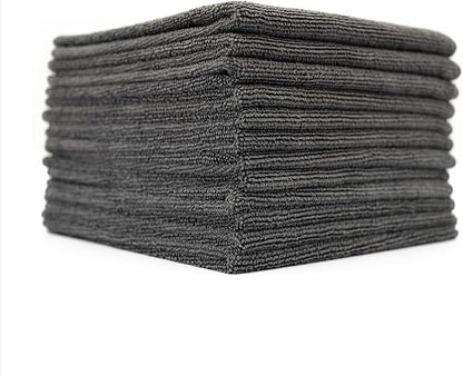 The Rag Company - All-Purpose Microfiber Terry Cleaning Towels - Commercial Grade, Highly Absorbent, Lint-Free, Streak-Free, Kitchens, Bathrooms, Offices, 300gsm, 16in x 16in, Grey (12-Pack)