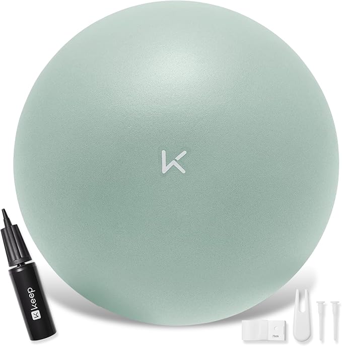KEEP Pilates Small Exercise Ball Anti-Burst - Thickened Yoga Ball With Pump for Physical Therapy, Fitness, Workout, and Core Strength