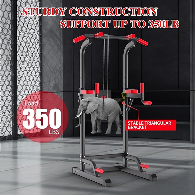 K KiNGKANG Power Tower Dip Station, Multi-Function Assistive Trainer Pull Up for Home Gym Muscle Building and Beginner Exercises,Load 450LBS