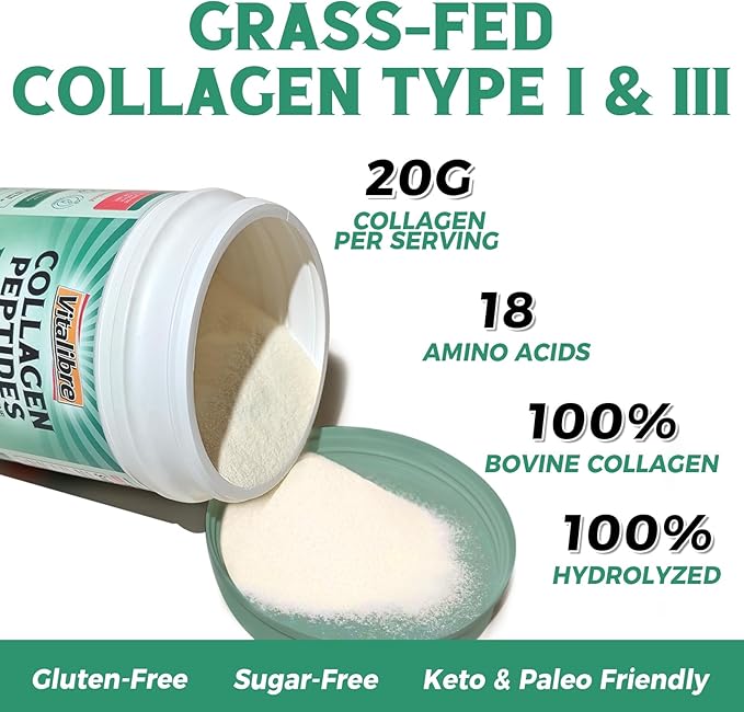 Bovine Collagen Peptides Powder for Women and Men, Grass-Fed Hydrolyzed Collagen Protein Type I & III, Skin, Hair, Nails, Bones, Digestion, Unflavored, Non-GMO, Keto & GF, 11 Servings, 8oz