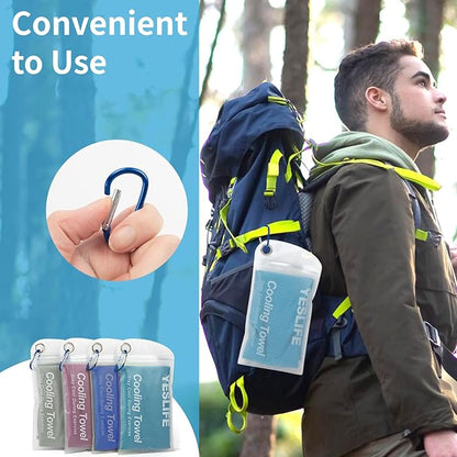 YESLIFE 4 Pack Cooling Towel 40"x12", Gym Towels for Men and Women, Soft Breathable Workout Towels for Yoga, Running, Sport, & More (Grey, Dark Blue, Purple, Blue)