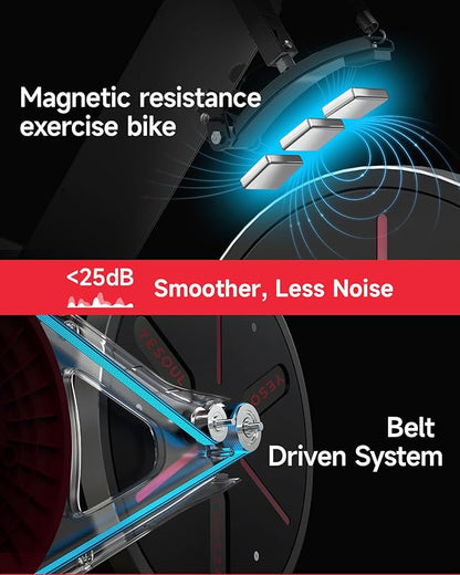 Yesoul Black Exercise Bike for Home,Smart White Cycling Bike Magnetic Stationary Bike, Low Noise Indoor Cycling Bike for Home Gym Electric Stationary Bike with Tablet Mount & Comfortable Seat Cushion for Women Apartment Workout Bike for Fitness