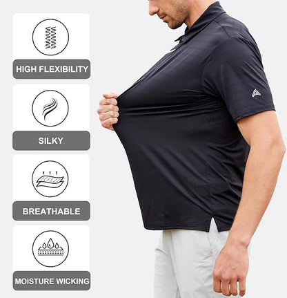 Esabel.C Jacquard Golf Shirts for Men Moisture Wicking Short Sleeve Performance Dry Fit Active Mens Polo Shirts