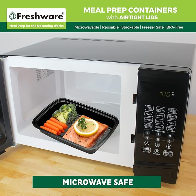 Freshware Meal Prep Containers [50 Pack] 1 Compartment Food Storage Containers with Lids, Bento Box, BPA Free, Stackable, Microwave/Dishwasher/Freezer Safe (16 oz)