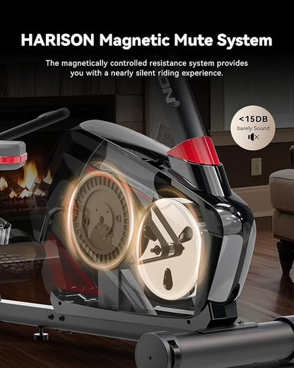 HARISON Recumbent Exercise Bike with 400 lbs Capacity, Magnetic Recumbent bike for Adult and Seniors, Recumbent Stationary bike for Home with Smart Bluetooth App, 2 in 1 LCD Monitor and Tablet Holder, Heart Rate monitor