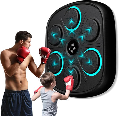 2025 New Model Smart Music Boxing Machine for Adults and Kids, Training Machine with LED Electronic Wall Mounted, Home Indoor Workout Equipment with Premium Boxing Gloves