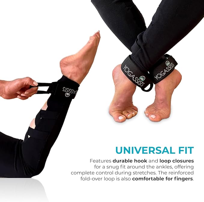 Stretch Straps for Yoga & Stretching - Increase Reach & Hold Poses Longer - Straps Stay w/You During Your Flow - Lightweight, Durable & Compact (2 Straps)