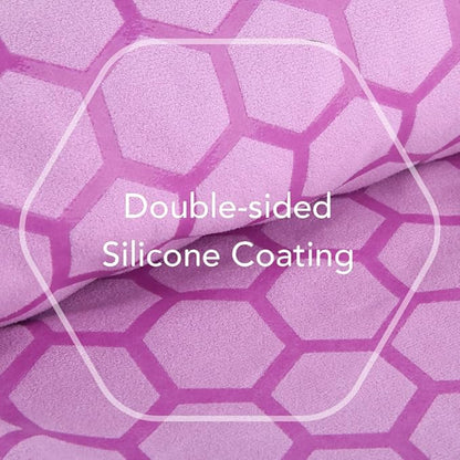 Clever Yoga Non-Slip Hot Yoga Towel – Non-Slip Grip for Hot Yoga, Sweat Absorbent, Honeycomb Silicone Grip, Stays Flat – Ideal for Pilates, Travel, Washable & Lightweight - Lilac