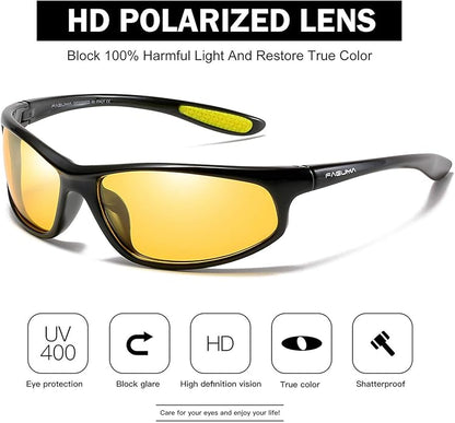 FAGUMA Polarized Sports Sunglasses For Men Cycling Driving Fishing UV400 Protection