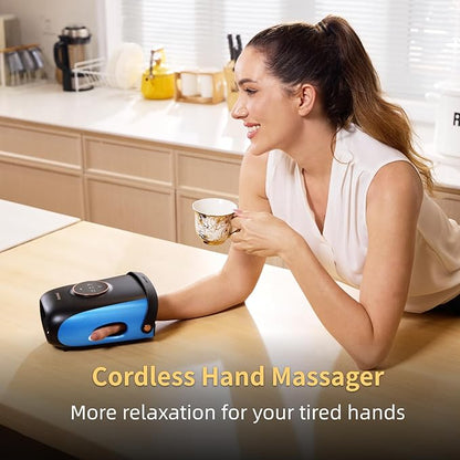 FIT KING Hand Massager, Finger Wrapped Design for More Relaxation, Large Space for Both Men and Women, Ideal Gift (Blue)