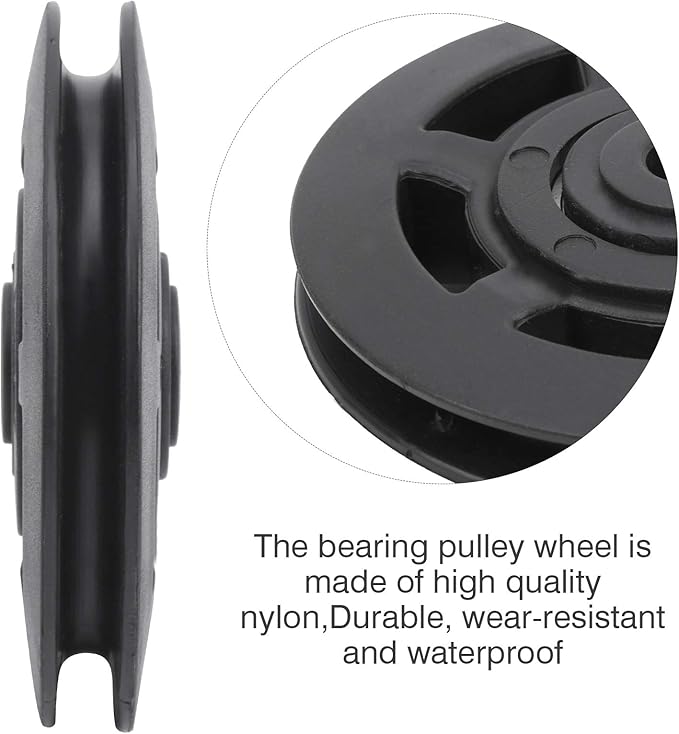 10 Pcs 95mm Universal Nylon Bearing Pulley Wheel Replacement Black for Gym Fitness Equipment Combination Fitness Products