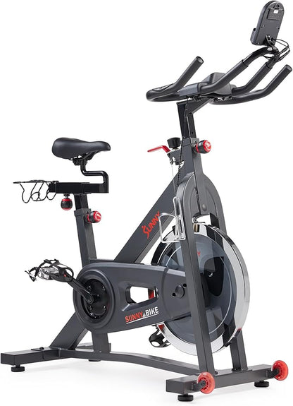 Sunny Health & Fitness Smart Pro Indoor Cycling Exercise Bike, Felt Resistance and Belt Drive, Free SunnyFit App Connection - SF-B901SMART