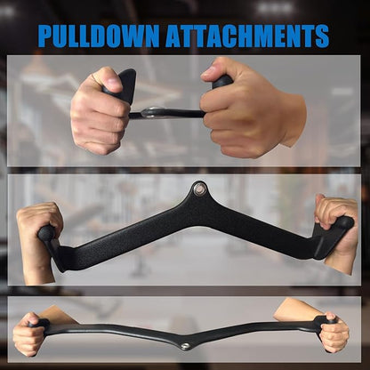 LAT Pulldown Attachments, LAT Bar Cable Machine Attachment,T-bar V-bar, LAT Pull Down Bars, Back Tricep Bar Strength Training Handle for Home Gym Fitness