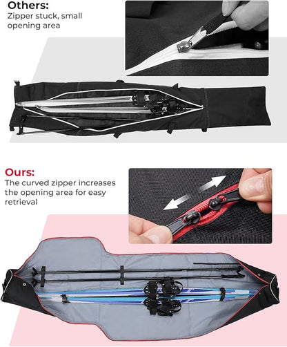 KEMIMOTO Ski Bag and Boot Bag Combo, Snowboard Bag Padded Ski Bags for Air Travel, Snow Ski Bags Fit Skis Up to 200cm, Ski Double Bag Combo