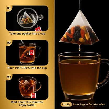 Ginseng Six Treasure Tea - Traditional Kidney Tea for Men & Women, Natural Herbal Formula Bags with 6 Precious Ingredients, Gift for Spouses, Wellness Seekers, Fitness Lovers(1 Pack/25 Bags)