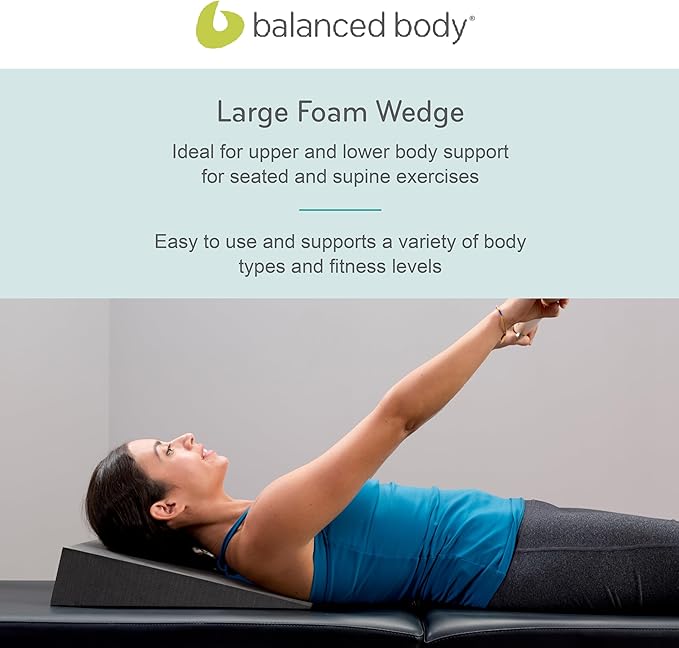 Balanced Body Large Foam Wedge, Pilates Reformer Accessory, Workout Wedge for Home Gym or Studio, Black