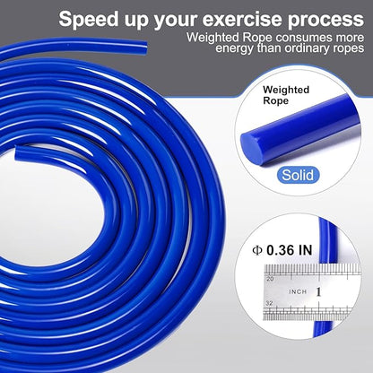 1LB Weighted Jump Ropes for fitness Women Men, Aluminum Handles for MMA, Boxing, CrossFit, Weight-loss Workouts, Tangle-Free Ball Bearing Rapid Speed Skipping Jump Rope with Adjustable 9mm Cotton & PVC Cord