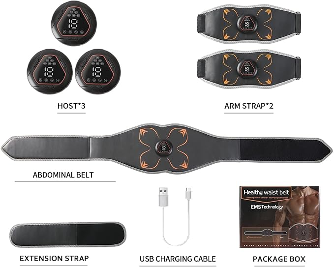 Electronic Muscle Stimulator, Abs Stimulator Muscle Toner for Abdomen/Arm/Leg, Strength Training Equipment for Men and Women