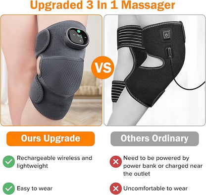 Heating Knee Massager, Knee Shoulder Elbow 3-in-1 Heating Vibration Massager, Portable Wireless Hot Compress Massager, Relieve Joint Pain and Pressure, Suitable for Office, Study