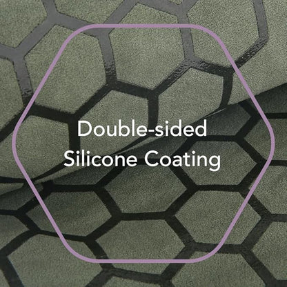 Clever Yoga Non-Slip Hot Yoga Towel – Non-Slip Grip for Hot Yoga, Sweat Absorbent, Honeycomb Silicone Grip, Stays Flat – Ideal for Pilates, Travel, Washable & Lightweight - Olive