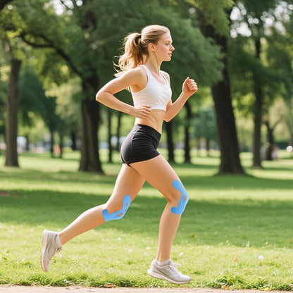 10 Pcs Precut Kinesiology Tape for Knees,Kinesiology Ankle Tape,Waterproof Elastic Knee Kinetic Tape,Breathable Latex-Free Tape for Knee Support and Stability,Pain Relief(Blue)
