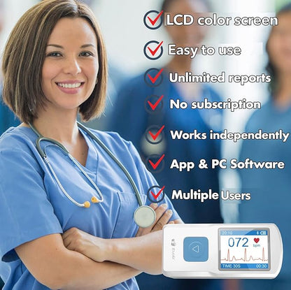 EMAY Portable ECG Monitor | Record ECG and Heart Rate | Compatible with Smartphone and PC