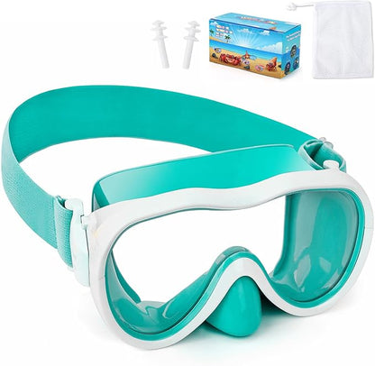Kids Swim Goggles with Nose Cover, Anti-Leak Swim Mask with Elastic Fabric Strap, UV Protection Swimming Goggles for Kids