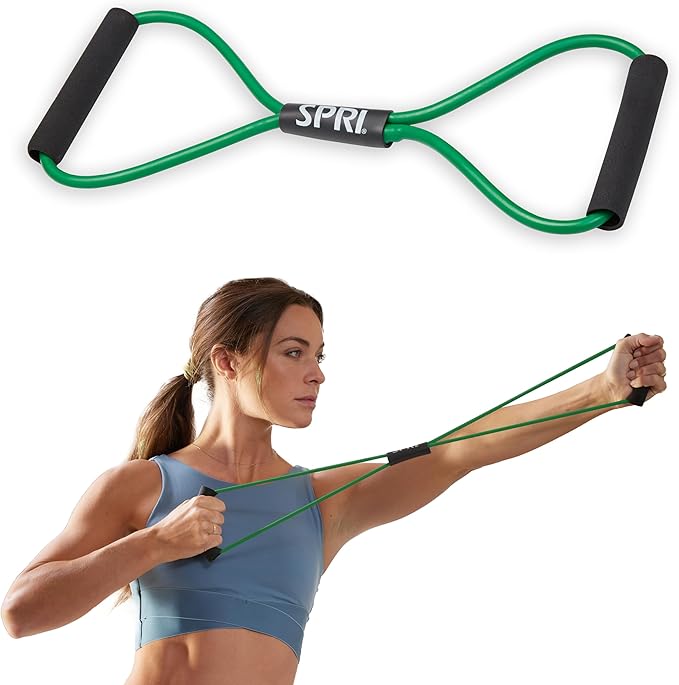 SPRI Ultra Toner Figure 8 Resistance Band with Padded Handles Great for Stretch, Exercise, Fitness Training, Yoga, Resistance Weights, Therapy, Gym or Home Workout Equipment.