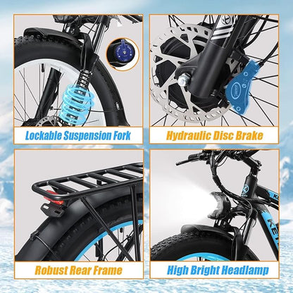 Electric Bike for Adults, AWD Ebike Dual Motor, 26'' Fat Tire Peak 4000W Ebikes with 48V 23AH Battery Hydraulic Brake Electric Bicycle, 21 Speed Dirt Bikes UL Certified