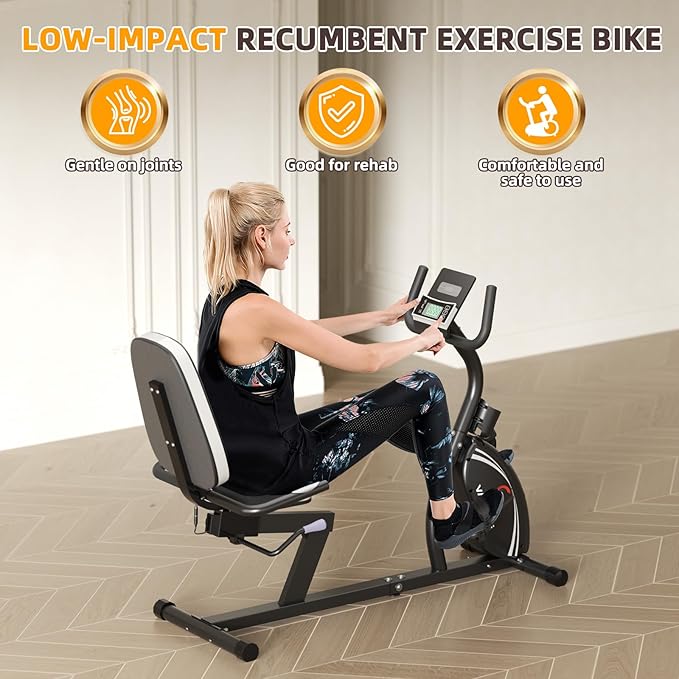 VANSWE Recumbent Exercise Bike, Recumbent Stationary Bikes for Home 400 LBS Weight Capacity, Exercise Bike for Home Seniors with Smart App and Bluetooth Connectivity, LED Display, Pulse Handle