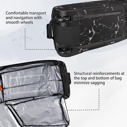 Goloni Ski Bag with Wheels,Padded Snowboard Bag for Air Travel,600D Waterproof Fabric,Foldable Snow Bag Fits 2 Pairs Skis