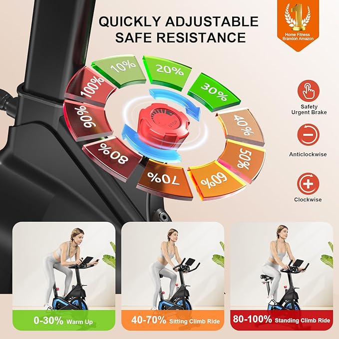 Exercise Bikes for Home,Indoor Cycling Bike with Adjustable Magnetic,Brake Pad Resistance Silent Belt Drive,330lbs Weight Capacity &Upgraded Version Seat for Home Cardio&Weight Loss