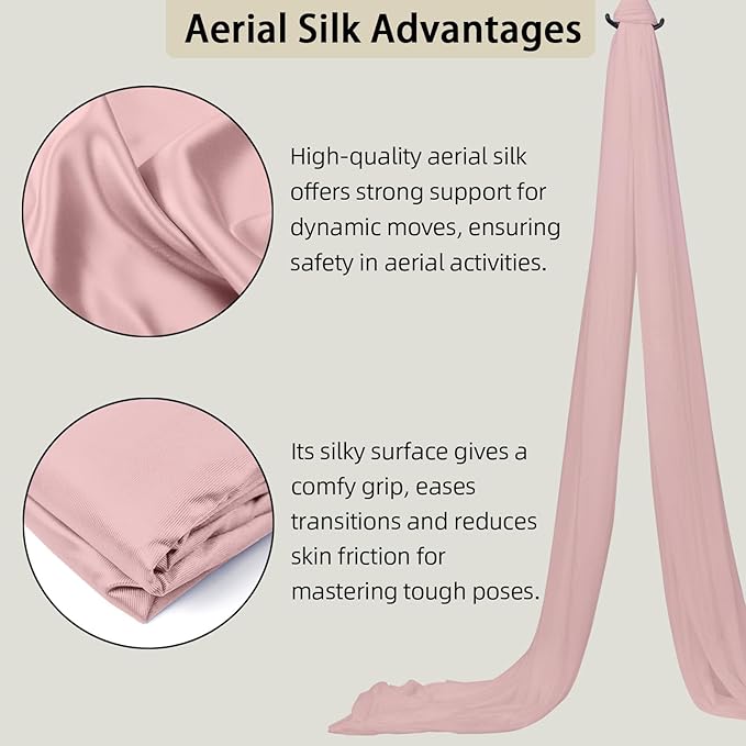 15/25 Yards Aerial Silk Professional Indoor Aerial Yoga Hammock Fabric Outdoor Fitness Silk for Dance, Circus Training, Home Gym