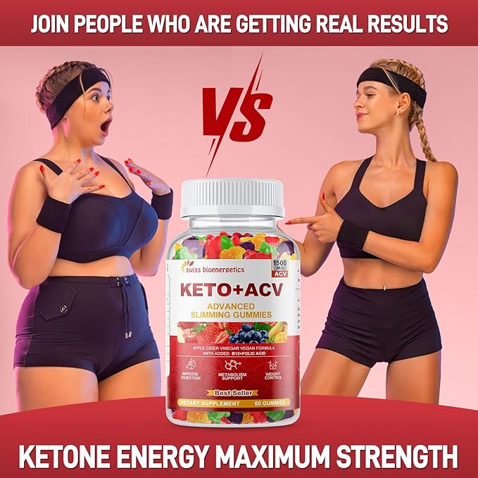 Keto Apple Cider Vinegar Gummies, Keto ACV Gummy Diet Supplement, Advanced 1500mg ACV Gummies with Folate, B12、B6 and Keto Support for Women Men, Gelatin- Free, Vegan & Non-GMO (Multi-Flavor)